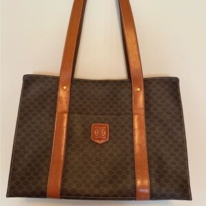 Celine Gold and Brown Leather Detail